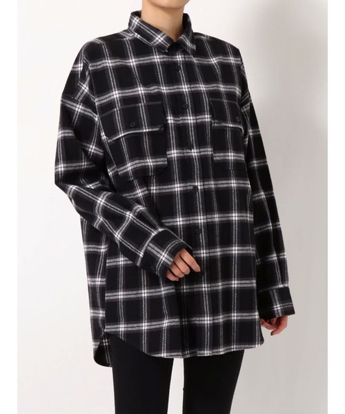 KRHYME DENIM】オーバーサイズチェックシャツ トップス