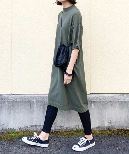 Azul セール ハイネック五分袖ニットワンピース ワンピース ワンピース ドレス Encanto アズールエンカント の