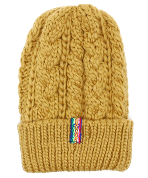 チチカカ（チチカカ）の「ペルーテープニッティングキャップ（ニットキャップ/ビーニー・レディース・ブルーグリーン/マスタード/ブラック/ベージュ/ネイビー・FREE）」の5枚目の写真