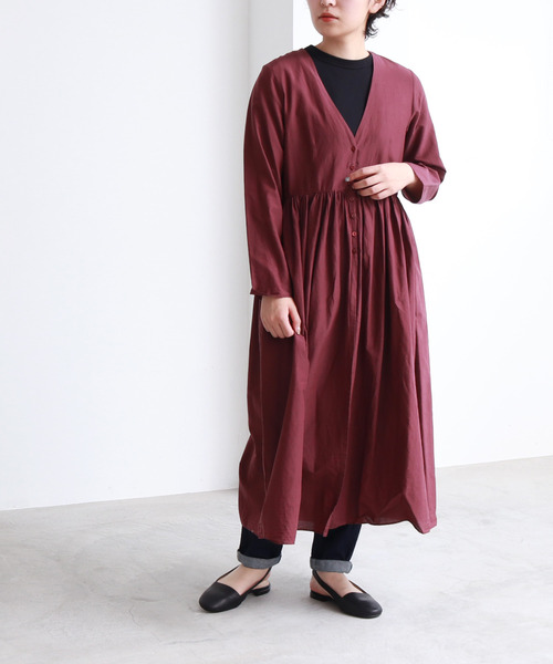 のファッション 製品染め ワンピース ドレス ギャザーワンピース ワンピース ワンピース Yuni ユニ コットン シルク混