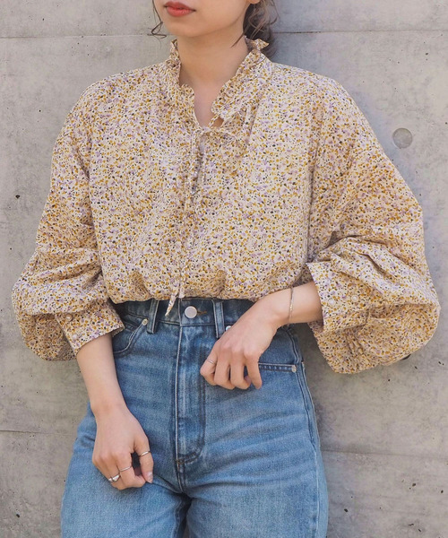 tiptop（ティップトップ）の「ヘンリーネックボリューム袖ブラウス（シャツ/ブラウス・レディース・オフホワイト/ブラック/ブラウン/グリーン/ブルー/B/A/パープル・FREE）」の7枚目の写真