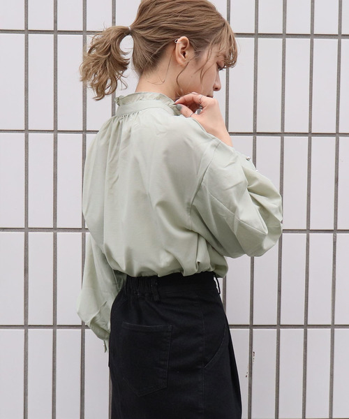 tiptop（ティップトップ）の「ヘンリーネックボリューム袖ブラウス（シャツ/ブラウス・レディース・オフホワイト/ブラック/ブラウン/グリーン/ブルー/B/A/パープル・FREE）」の22枚目の写真