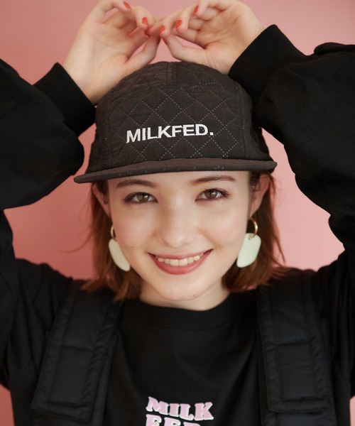 MILKFED.（ミルクフェド）の「QUILTED JET CAP（キャップ・レディース・ライトピンク/ベージュ/ブラック・ONE SIZE）」の4枚目の写真