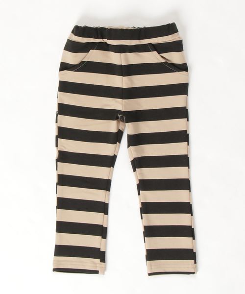 Mialy Mail（ミアリーメール）の「ストレッチミニ裏毛　ボーダープリント柄パンツ（その他パンツ・キッズ・ネイビー/ブラック・80/90/95/100/110/120/130）」の2枚目の写真