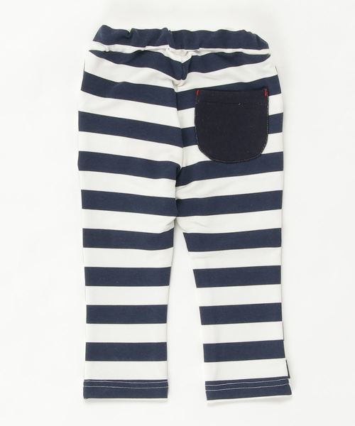 Mialy Mail（ミアリーメール）の「ストレッチミニ裏毛　ボーダープリント柄パンツ（その他パンツ・キッズ・ネイビー/ブラック・80/90/95/100/110/120/130）」の3枚目の写真