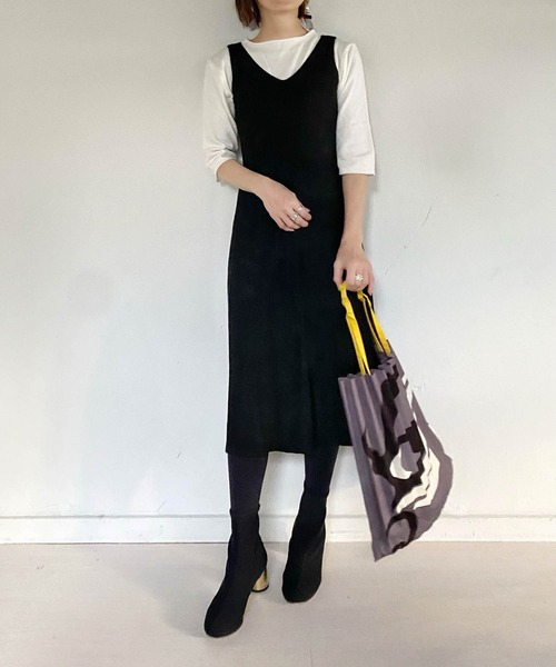 muure（ミュール）の「リブニットチュニックワンピース（ワンピース・レディース・グレー/ベージュ/ブラック・FREE）」の3枚目の写真