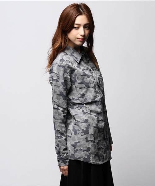 ROSE BUD（ローズバッド）の「S-LSH-14203 CAMOUFLAGE L/S（シャツ/ブラウス・レディース・ブラック/カーキ・ONE SIZE）」の10枚目の写真