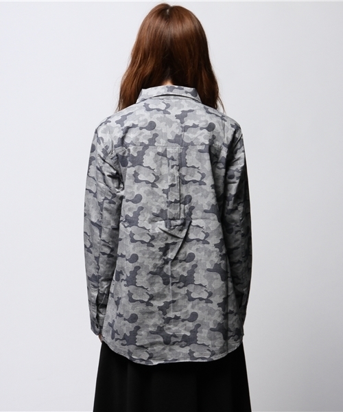 ROSE BUD（ローズバッド）の「S-LSH-14203 CAMOUFLAGE L/S（シャツ/ブラウス・レディース・ブラック/カーキ・ONE SIZE）」の9枚目の写真