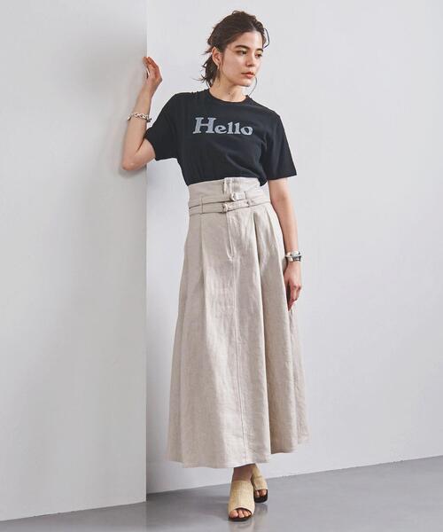 CINOH(チノ)の「<CINOH(チノ)>ダブル ベルト スカート(スカート・レディース・ブラック/ナチュラル・38/36)」の5枚目の写真