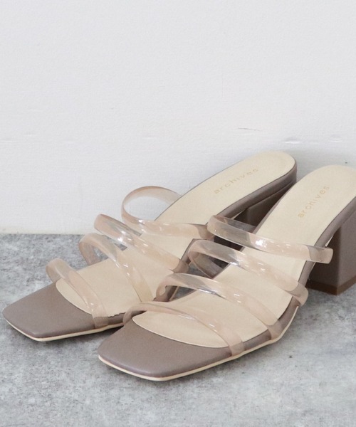 archives(アルシーヴ)の「4ラインクリアミュール(サンダル・レディース・ベージュ/オフホワイト/ブラック/モカ・MEDIUM/LARGE)」の4枚目の写真