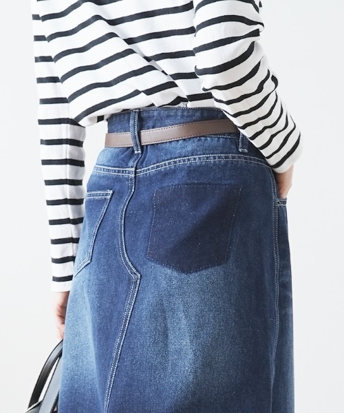 Futier land（フューティアランド）の「裾ダメージロングデニムスカート（デニムスカート・レディース・ブルー/インディゴブルー・SMALL/MEDIUM/LARGE/X-LARGE）」の11枚目の写真