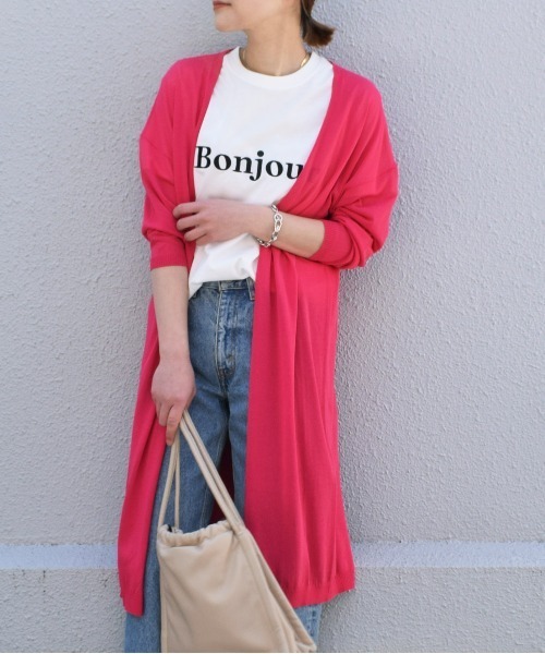 PICCIN（ピッチン）の「16G UVカットロングカーディガン（カーディガン/ボレロ・レディース・ホワイト/ブラック/ブルー/エメラルド/チェリーピンク・M）」の5枚目の写真