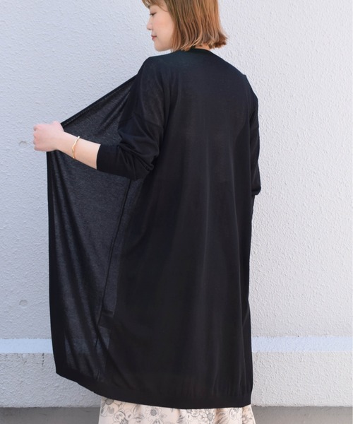 PICCIN（ピッチン）の「16G UVカットロングカーディガン（カーディガン/ボレロ・レディース・ホワイト/ブラック/ブルー/エメラルド/チェリーピンク・M）」の3枚目の写真