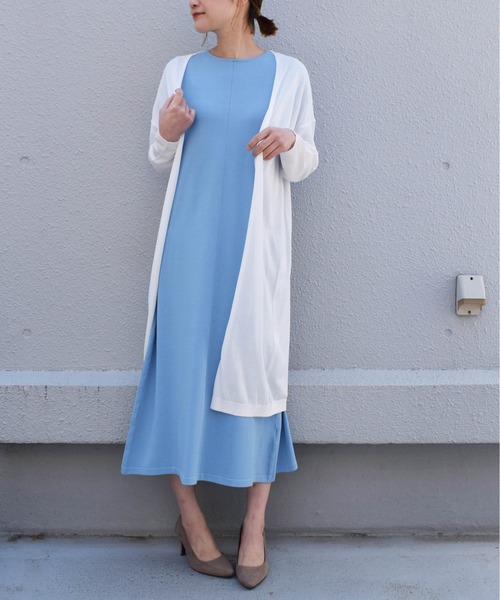 PICCIN（ピッチン）の「16G UVカットロングカーディガン（カーディガン/ボレロ・レディース・ホワイト/ブラック/ブルー/エメラルド/チェリーピンク・M）」の7枚目の写真