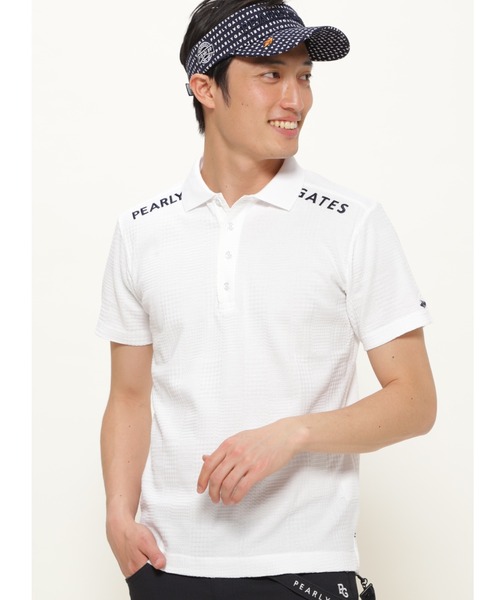 PEARLY GATES(パーリーゲイツ)の「【PEARLY GATES】リンクスビッグチェック×軽量高密度タフタ 半袖 ポロシャツ <ESSENTIAL>(ポロシャツ)」|ホワイト