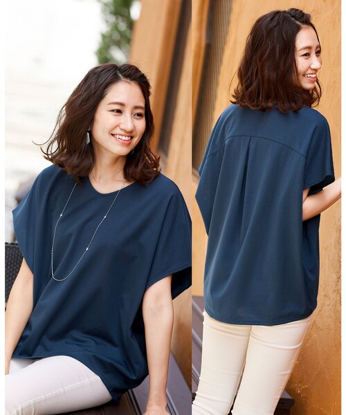 Tiaclasse(ティアクラッセ)の「【撥水加工・洗える】大人上品なドルマンスリーブトップス(Tシャツ/カットソー・レディース・ブラック/ダークブラウン/オフホワイト/グリーン/キャメル・FREE)」の9枚目の写真