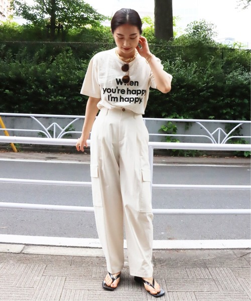 MIXTA(ミクスタ)の「【MIXTA/ミクスタ】別注 WHEN YOURE HAPPY IM HAPPY:Tシャツ◆(Tシャツ/カットソー・レディース・ナチュラル/ブラック・MEDIUM)」の8枚目の写真
