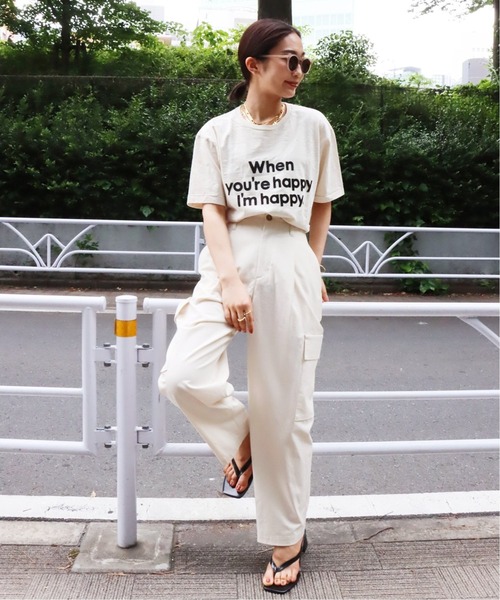MIXTA(ミクスタ)の「【MIXTA/ミクスタ】別注 WHEN YOURE HAPPY IM HAPPY:Tシャツ◆(Tシャツ/カットソー・レディース・ナチュラル/ブラック・MEDIUM)」の7枚目の写真
