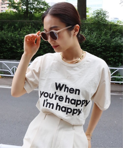 MIXTA(ミクスタ)の「【MIXTA/ミクスタ】別注 WHEN YOURE HAPPY IM HAPPY:Tシャツ◆(Tシャツ/カットソー・レディース・ナチュラル/ブラック・MEDIUM)」の6枚目の写真