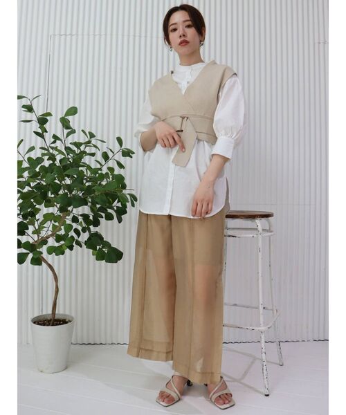 MURUA(ムルーア)の「ニットベストコンビハーフシャツ(シャツ/ブラウス・レディース・ブラック/ライトグリーン/ライトブルー/ベージュ・FREE)」の11枚目の写真