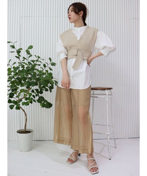 MURUA(ムルーア)の「ニットベストコンビハーフシャツ(シャツ/ブラウス・レディース・ブラック/ライトグリーン/ライトブルー/ベージュ・FREE)」の12枚目の写真