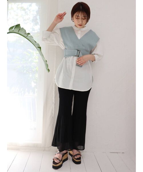 MURUA(ムルーア)の「ニットベストコンビハーフシャツ(シャツ/ブラウス・レディース・ブラック/ライトグリーン/ライトブルー/ベージュ・FREE)」の16枚目の写真