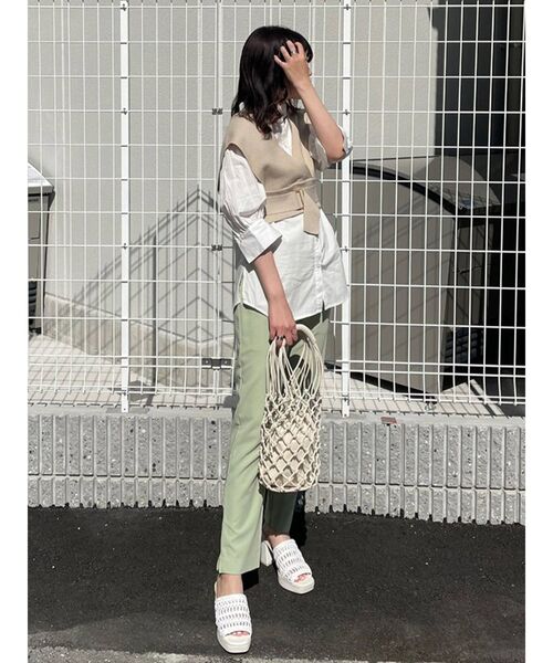 MURUA(ムルーア)の「ニットベストコンビハーフシャツ(シャツ/ブラウス・レディース・ブラック/ライトグリーン/ライトブルー/ベージュ・FREE)」の21枚目の写真