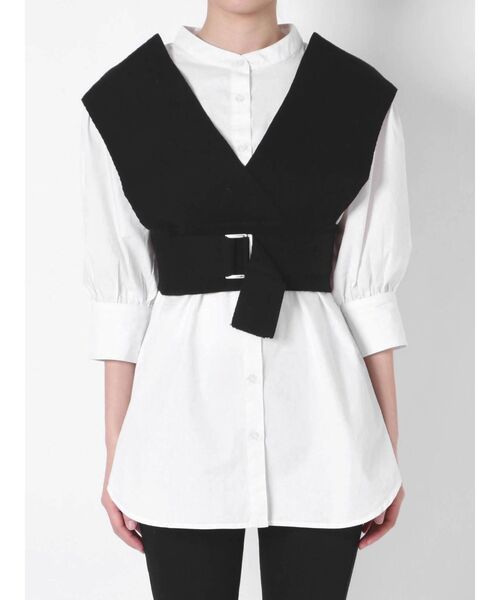 MURUA(ムルーア)の「ニットベストコンビハーフシャツ(シャツ/ブラウス・レディース・ブラック/ライトグリーン/ライトブルー/ベージュ・FREE)」の22枚目の写真