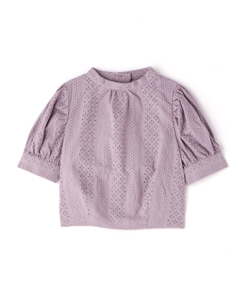 FREE'S MART（フリーズマート）の「エンブロイダリーバックボタン半袖ブラウス（シャツ/ブラウス・レディース・ホワイト/ブラック/パープル・FREE）」の3枚目の写真