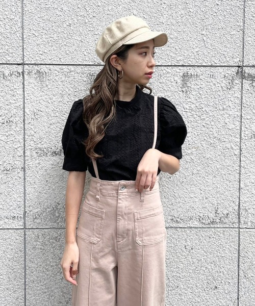 FREE'S MART（フリーズマート）の「エンブロイダリーバックボタン半袖ブラウス（シャツ/ブラウス・レディース・ホワイト/ブラック/パープル・FREE）」の11枚目の写真