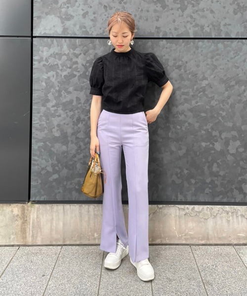 FREE'S MART（フリーズマート）の「エンブロイダリーバックボタン半袖ブラウス（シャツ/ブラウス・レディース・ホワイト/ブラック/パープル・FREE）」の13枚目の写真