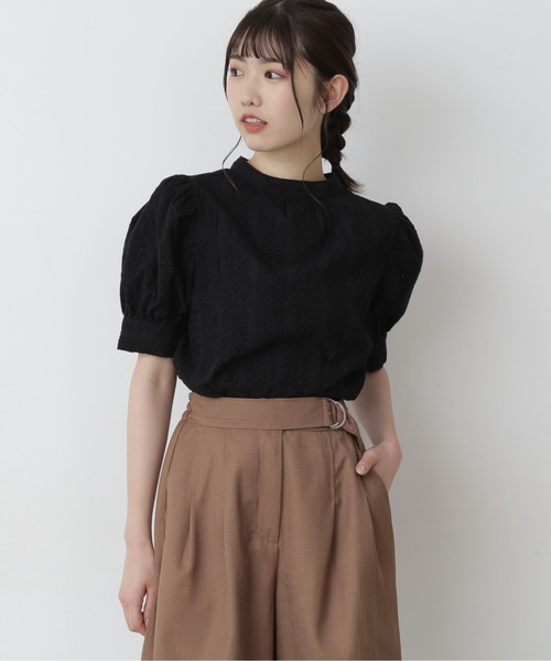 FREE'S MART（フリーズマート）の「エンブロイダリーバックボタン半袖ブラウス（シャツ/ブラウス・レディース・ホワイト/ブラック/パープル・FREE）」の14枚目の写真