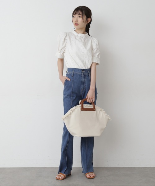 FREE'S MART（フリーズマート）の「エンブロイダリーバックボタン半袖ブラウス（シャツ/ブラウス・レディース・ホワイト/ブラック/パープル・FREE）」の17枚目の写真