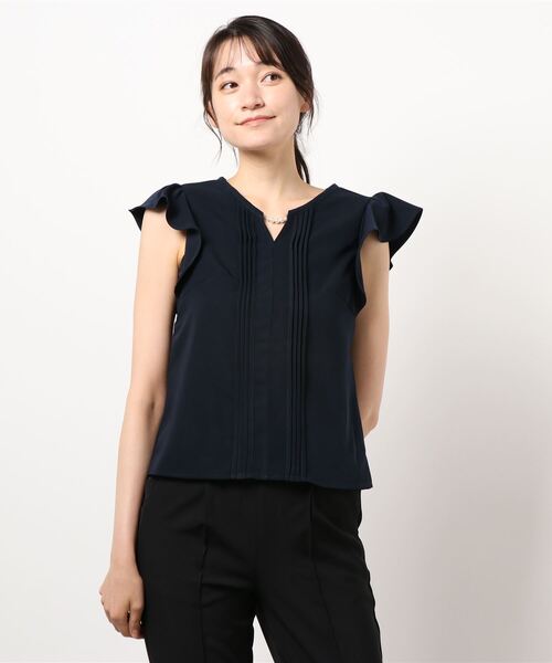 BE RADIANCE（ビーラディエンス）の「パール付きフリルブラウス（シャツ/ブラウス・レディース・オフホワイト/ピンク/ネイビー・FREE）」の9枚目の写真