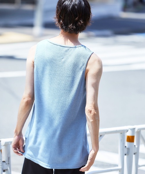 MONO-MART（モノマート）の「ワッフルレイヤードオーバーロングタンクトップ（タンクトップ・メンズ・ブラック/ベージュ/ネイビー/カーキ/アイボリー/ヘザーグレー/グリーン系その他/ブルー系その他/パープル系その他/チャコール・S/M/L）」の14枚目の写真