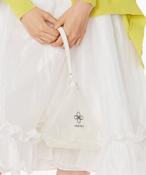 ANEVER（アンエバー）の「【ASTER】ANEVERロゴ ピラミッド ポーチ（ハンドバッグ・レディース・ホワイト系/グレー系/グリーン系/ネイビー系/ブルー系/イエロー系/ピンク系/ローズ系・F）」の2枚目の写真