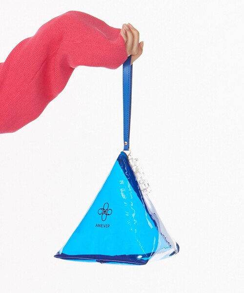 ANEVER（アンエバー）の「【ASTER】ANEVERロゴ ピラミッド ポーチ（ハンドバッグ・レディース・ホワイト系/グレー系/グリーン系/ネイビー系/ブルー系/イエロー系/ピンク系/ローズ系・F）」の4枚目の写真