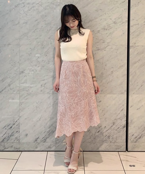 31 Sons de mode（トランテアン　ソン　ドゥ　モード）の「配色刺繍アシメスカート（スカート・レディース・イエロー/ピンク/オフホワイト・38/36）」の10枚目の写真