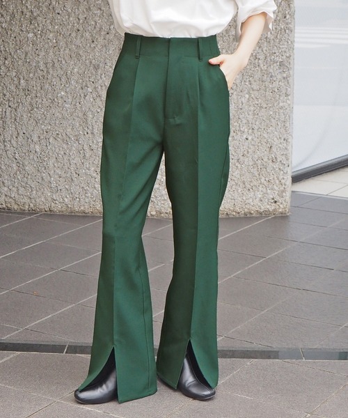 tiptop（ティップトップ）の「【2サイズ展開】フロントスリットセミフレアスラックス【web限定アイテム・セットアップ対応】（スラックス・レディース・ブラック/ブラウン/グリーン/アイボリー/グリーン系その他/ダークブラウン・S/M）」の7枚目の写真