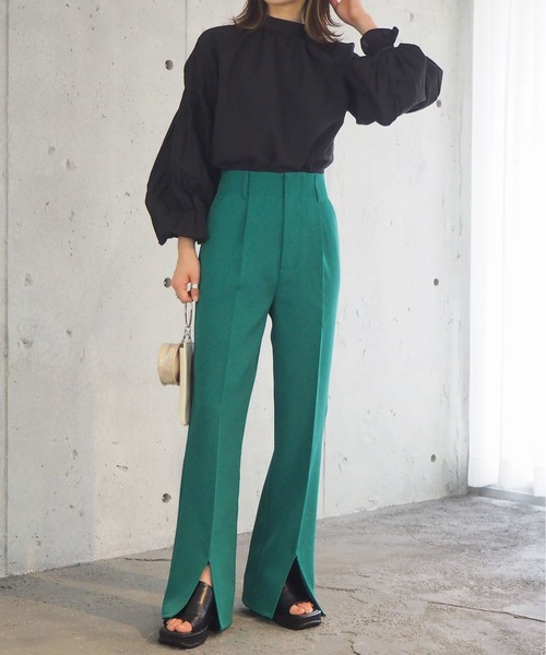 tiptop（ティップトップ）の「【2サイズ展開】フロントスリットセミフレアスラックス【web限定アイテム・セットアップ対応】（スラックス・レディース・ブラック/ブラウン/グリーン/アイボリー/グリーン系その他/ダークブラウン・S/M）」の10枚目の写真