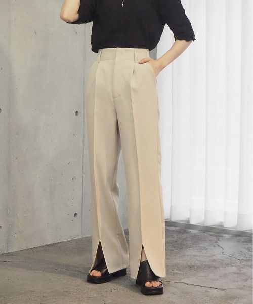 tiptop（ティップトップ）の「【2サイズ展開】フロントスリットセミフレアスラックス【web限定アイテム・セットアップ対応】（スラックス・レディース・ブラック/ブラウン/グリーン/アイボリー/グリーン系その他/ダークブラウン・S/M）」の16枚目の写真