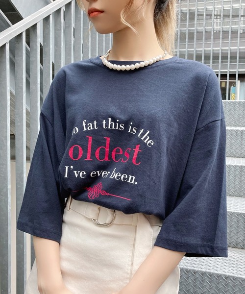 Figments（フィグメンツ）の「oldestロゴTシャツ（Tシャツ/カットソー・レディース・ネイビー/ホワイト・FREE）」の6枚目の写真