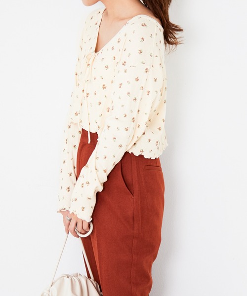 Heather（ヘザー）の「ハナガラテレコカーデキャミセット　215256（カーディガン/ボレロ・レディース・ホワイト/イエロー/ブルー/アイボリー・FREE）」の3枚目の写真