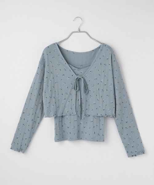 Heather（ヘザー）の「ハナガラテレコカーデキャミセット　215256（カーディガン/ボレロ・レディース・ホワイト/イエロー/ブルー/アイボリー・FREE）」の6枚目の写真