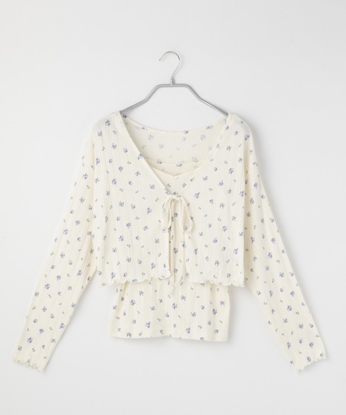 Heather（ヘザー）の「ハナガラテレコカーデキャミセット　215256（カーディガン/ボレロ・レディース・ホワイト/イエロー/ブルー/アイボリー・FREE）」の10枚目の写真