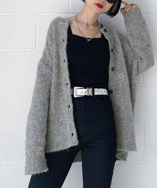 PAGEBOY（ページボーイ）の「シャギークルーカーディガン（ニット/セーター・レディース・ブラウン/グレイッシュベージュ/グリーン系その他/ブルー系その他/パープル系その他/アクア・FREE）」の11枚目の写真