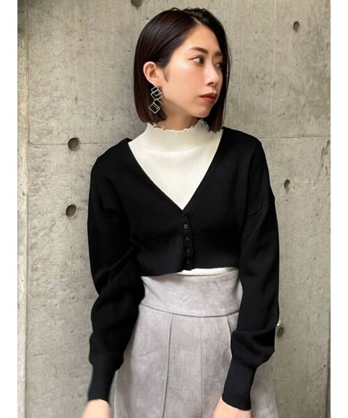 EMODA（エモダ）の「コンパクトジャガードカーデ（カーディガン/ボレロ・レディース・その他1/ブラック/その他・FREE）」の2枚目の写真