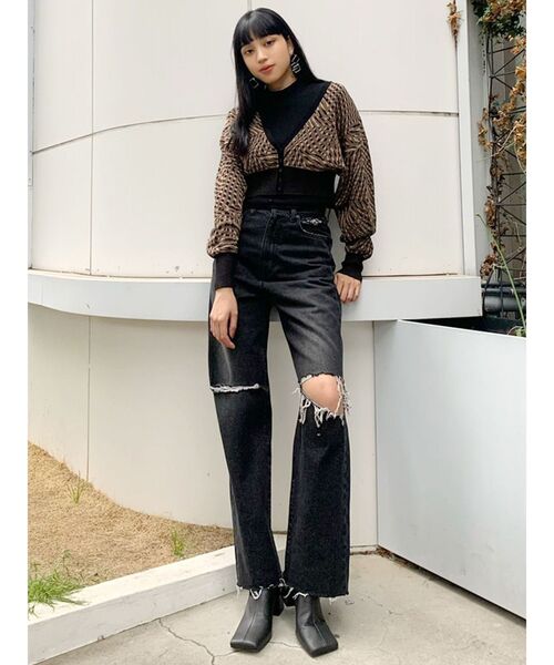 EMODA（エモダ）の「コンパクトジャガードカーデ（カーディガン/ボレロ・レディース・その他1/ブラック/その他・FREE）」の4枚目の写真