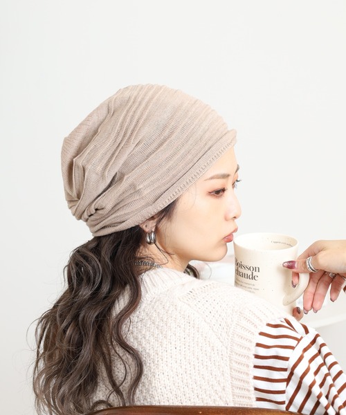 Sense of Grace（センスオブグレース）の「タック入り ビーニー（ニットキャップ/ビーニー・メンズ・ベージュ/ブラック/アッシュ/ダークネイビー/チャコールグレー・FREE）」の4枚目の写真