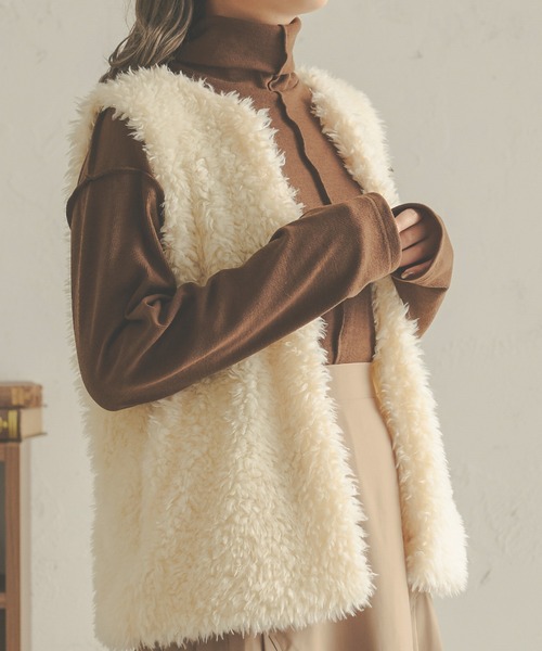 Ambre Neige（アンブルネージュ）の「テレコビッグロンＴ／【WEB/EC限定商品】（Tシャツ/カットソー・レディース・アイボリー/ダークブラウン/ブラック/ライトベージュ/ライトブラウン/スモークピンク・FREE）」の4枚目の写真